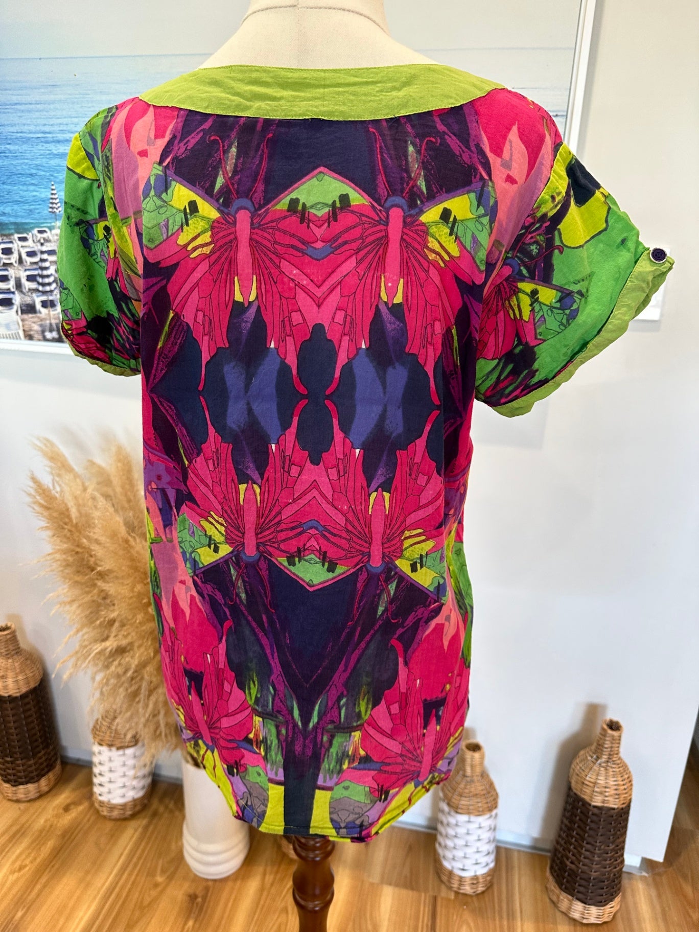 Monsoon - Summer Top - Size 14 - Pink + Green