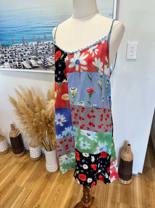 Anleo - Patchwork Babydoll Dress - Size Large