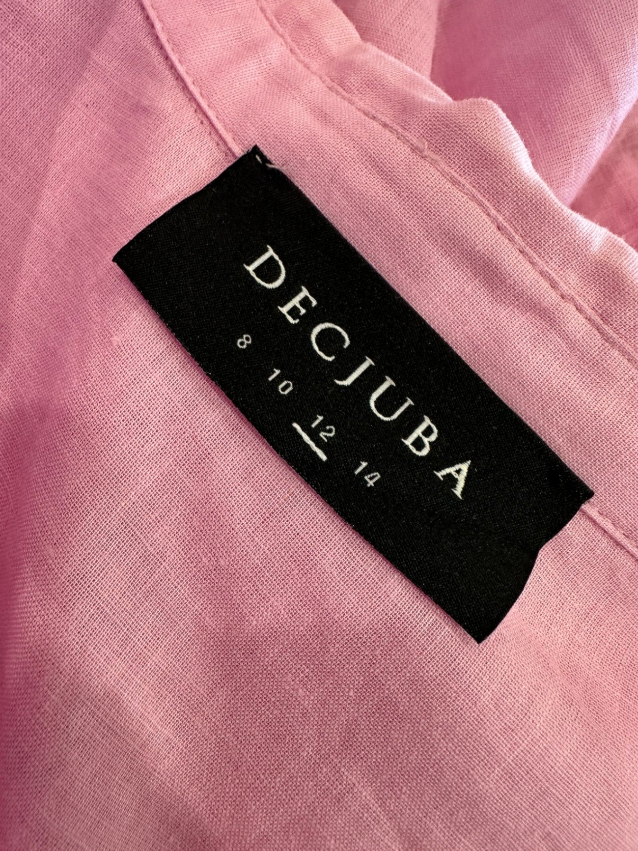 Decjuba - Pink Embroidery Blouse - Size 12 - 55% Cotton / 45% Linen