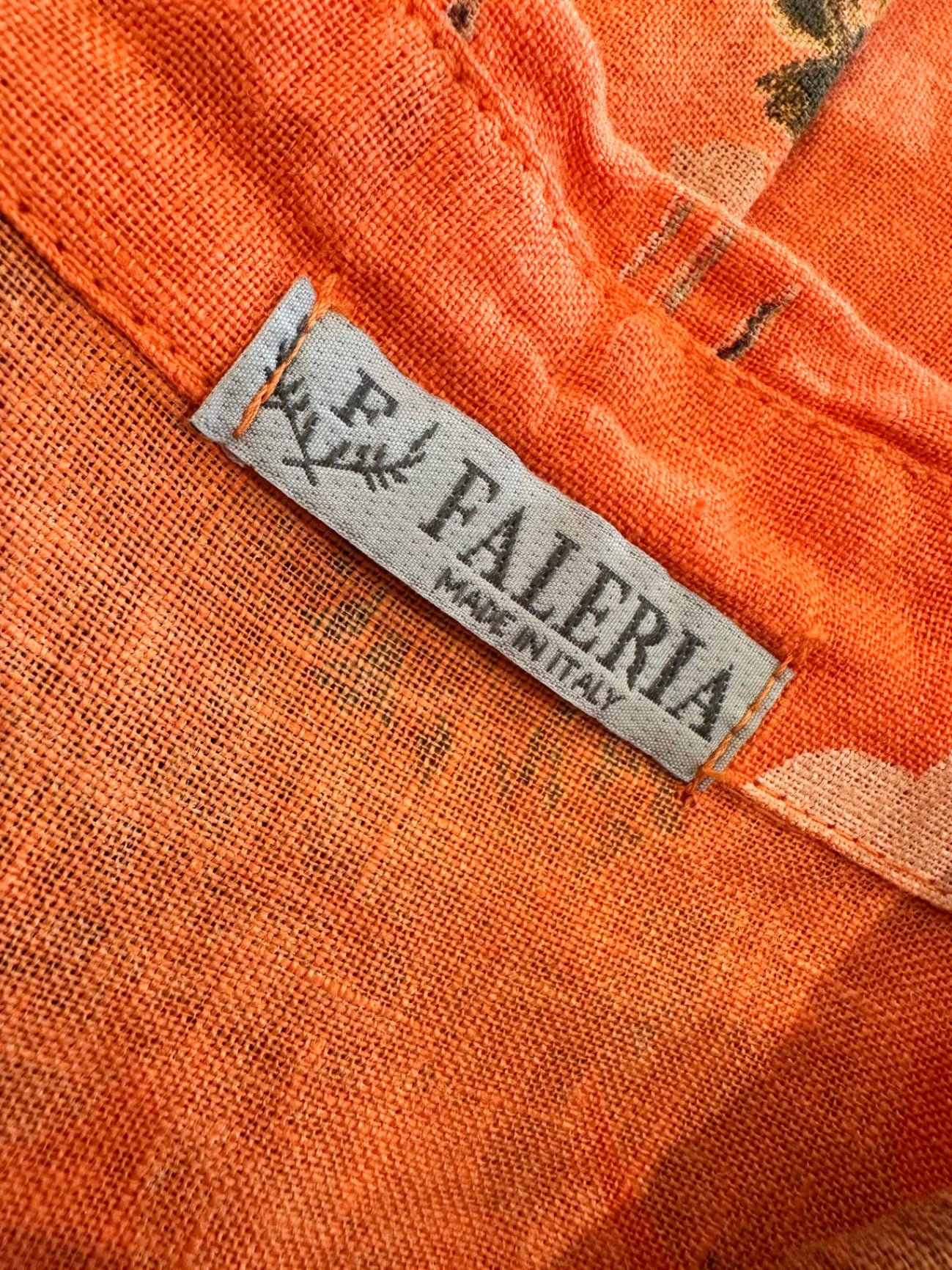 Faleria - 100% Linen Summer Dress - Large / Extra Large - Orange