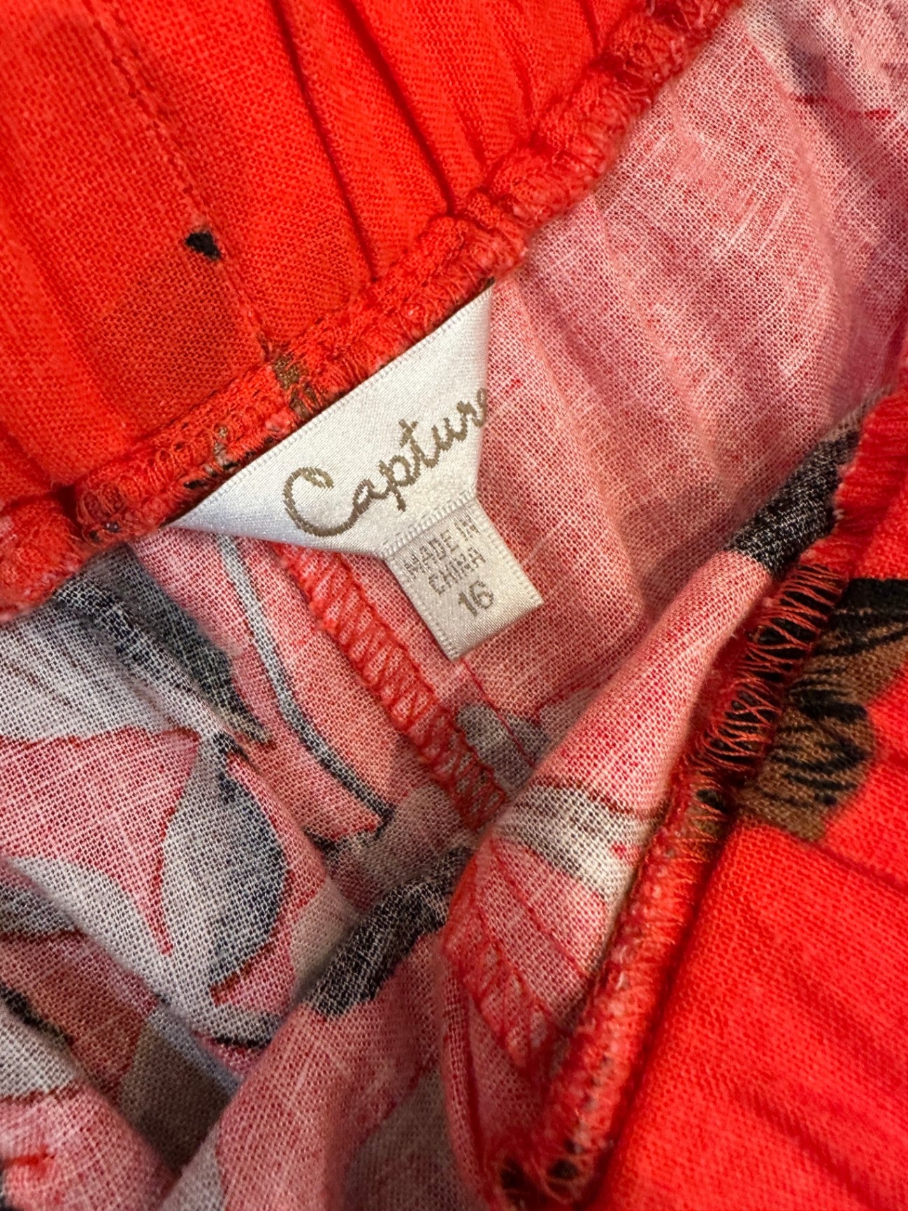 Capture - Pants - Linen / Viscose - Size 16 - Orange Floral