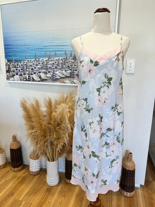 Lyric - Slip Dress - Medium - Pastel pink and white with green