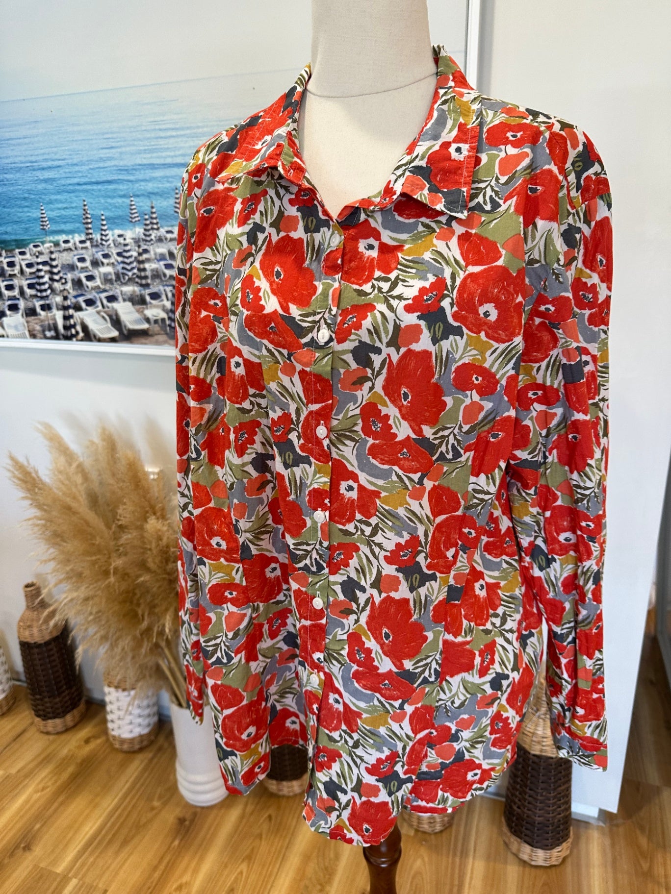 Seasalt Cornwall - Shirt - Size 18 - Red Poppies