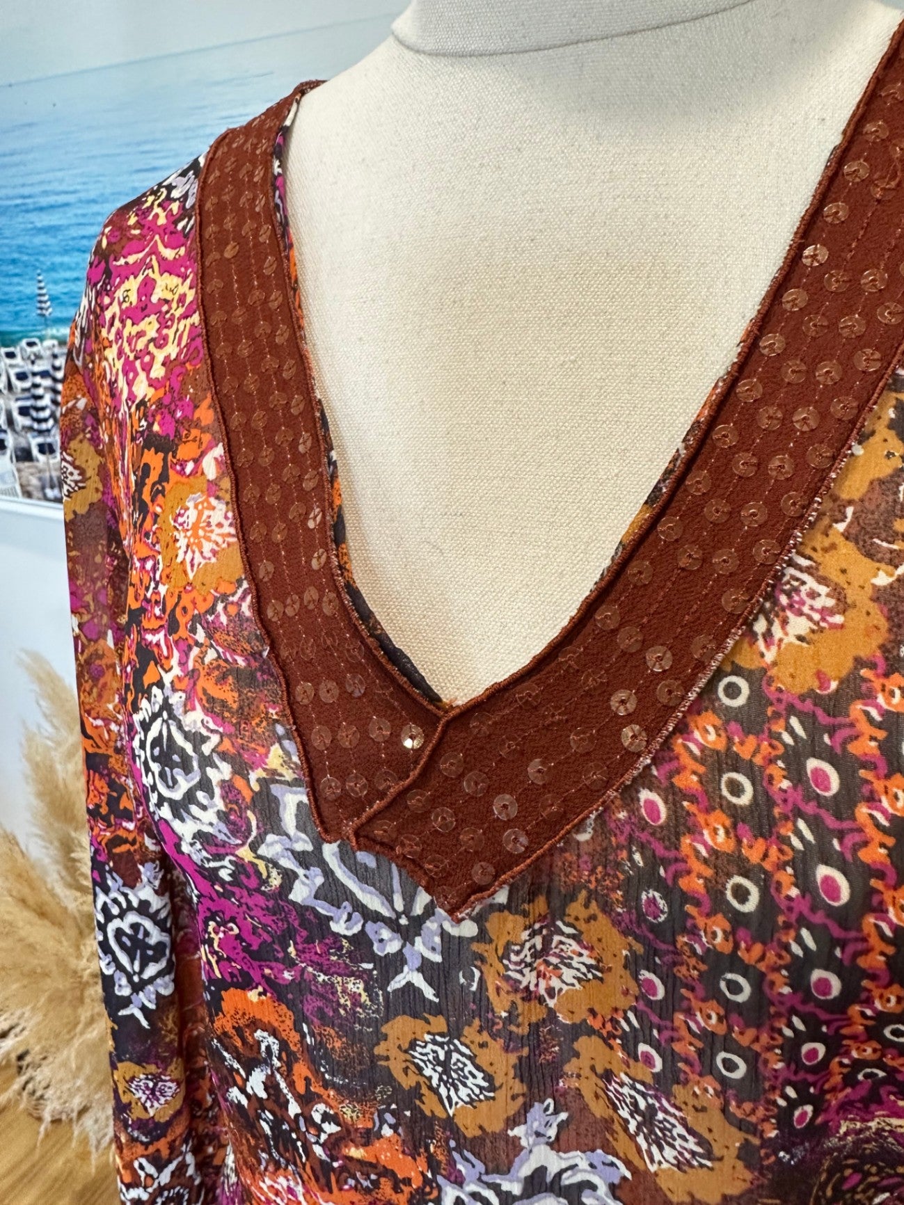 Kaftan - Size 14 - Orange / Purple