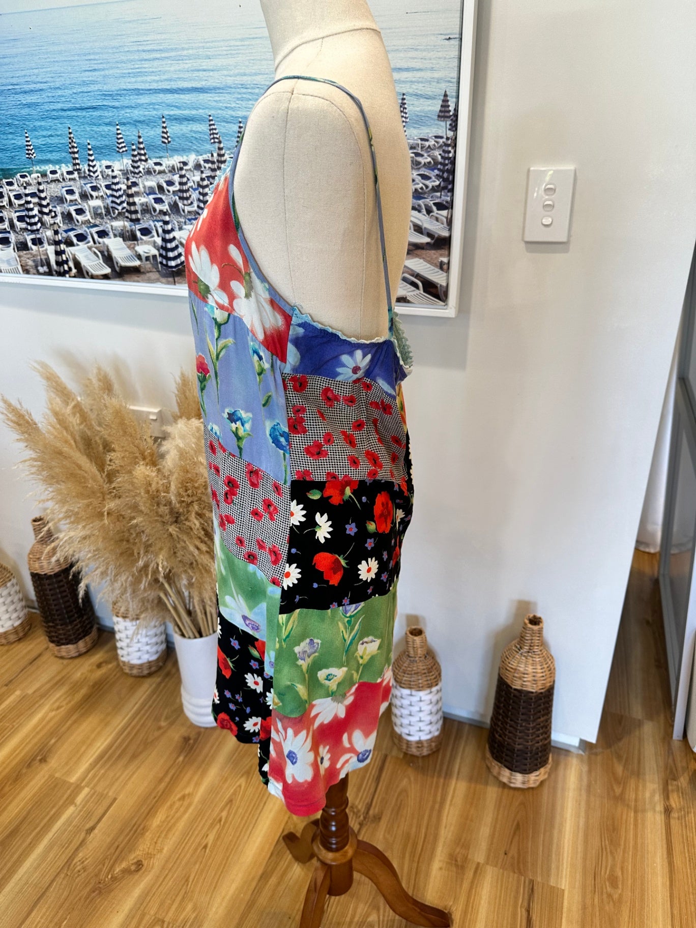 Anleo - Patchwork Babydoll Dress - Size Large