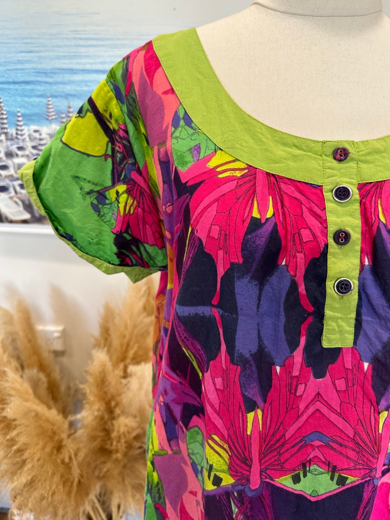 Monsoon - Summer Top - Size 14 - Pink + Green