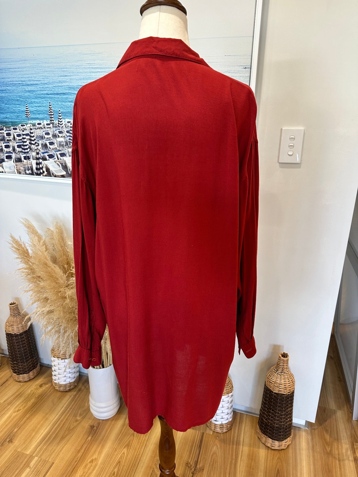 Go East - Longline Shirt - Small / Medium - Red