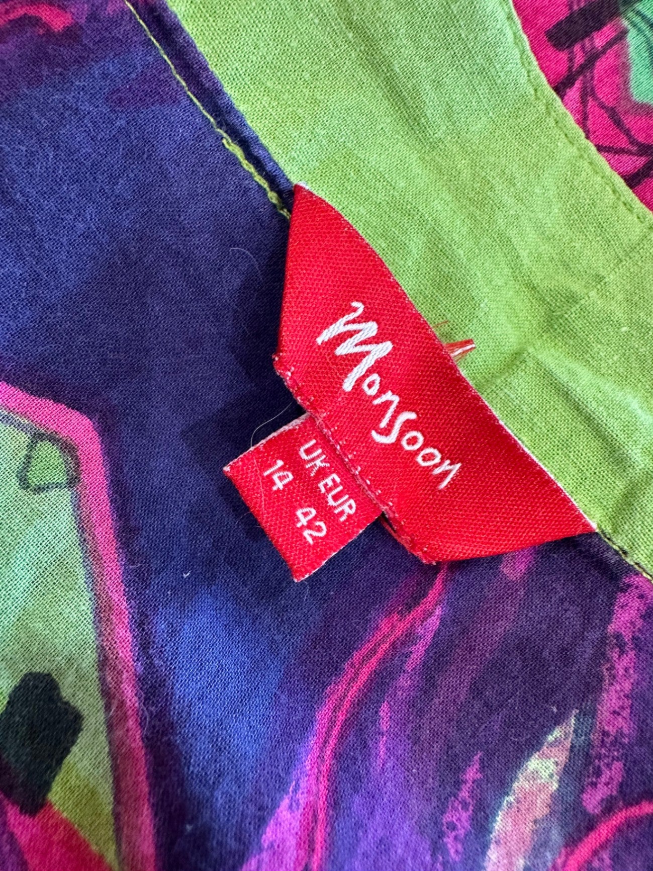 Monsoon - Summer Top - Size 14 - Pink + Green