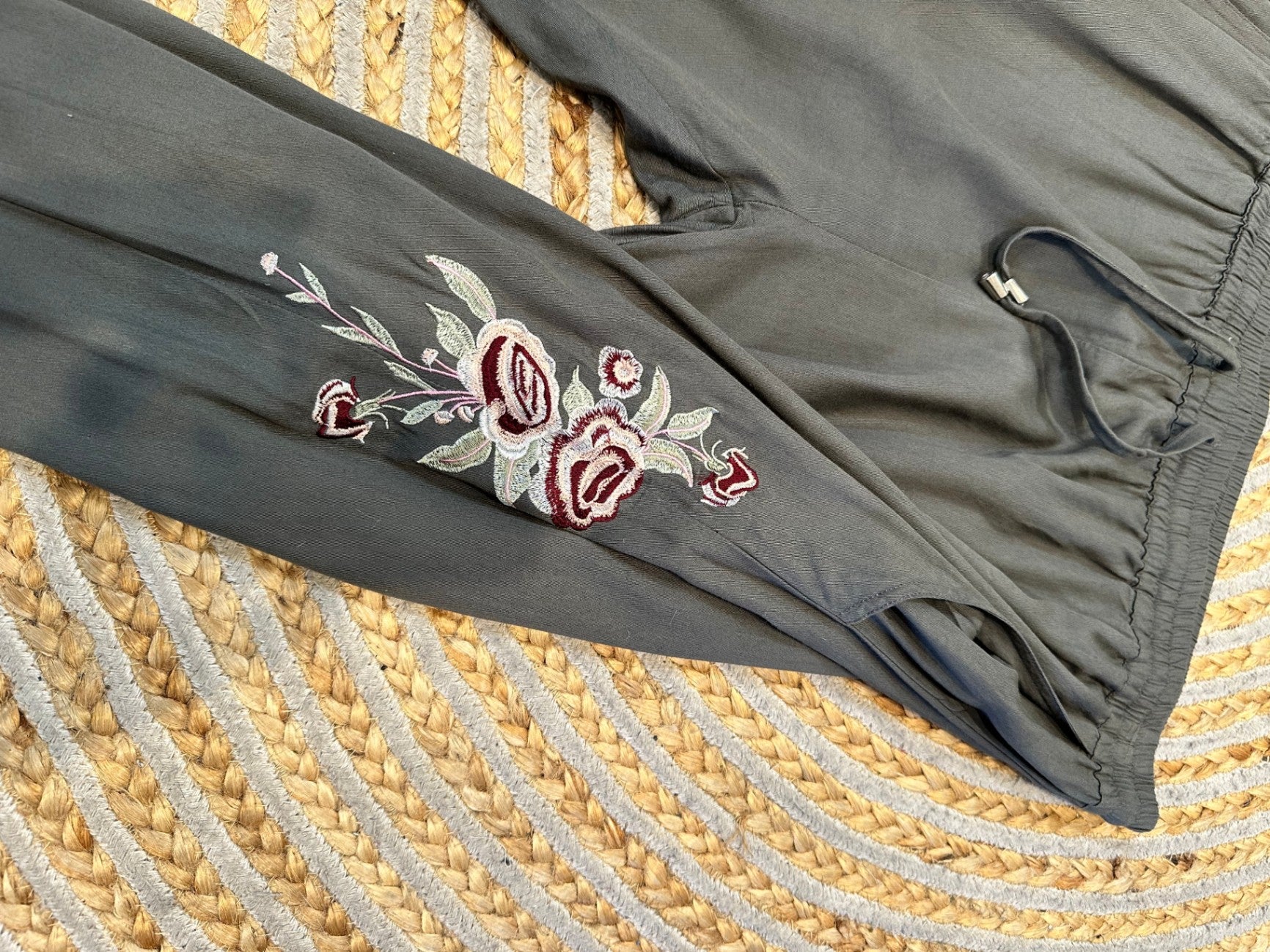 Pants - Size 18 - Sage Green with floral embroidery