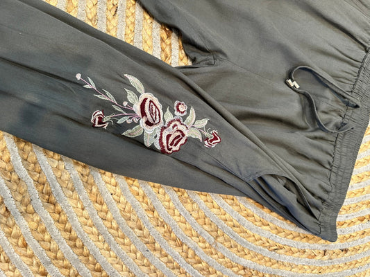 Pants - Size 18 - Sage Green with floral embroidery