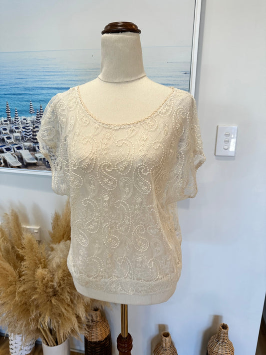 Batwing Blouse - Small / Medium - Cream/Off-white