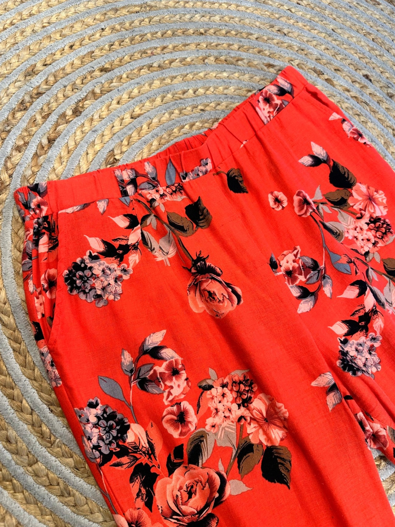 Capture - Pants - Linen / Viscose - Size 16 - Orange Floral