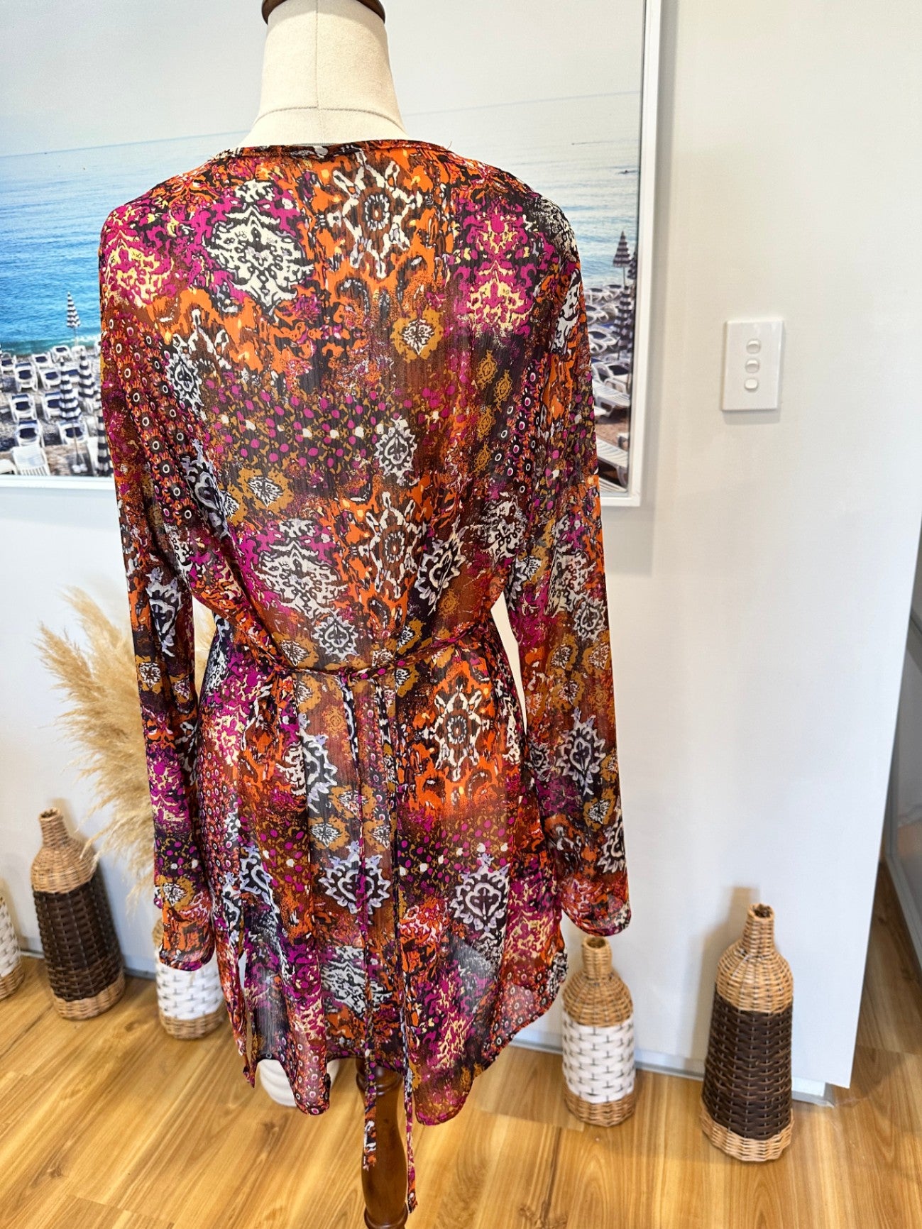 Kaftan - Size 14 - Orange / Purple