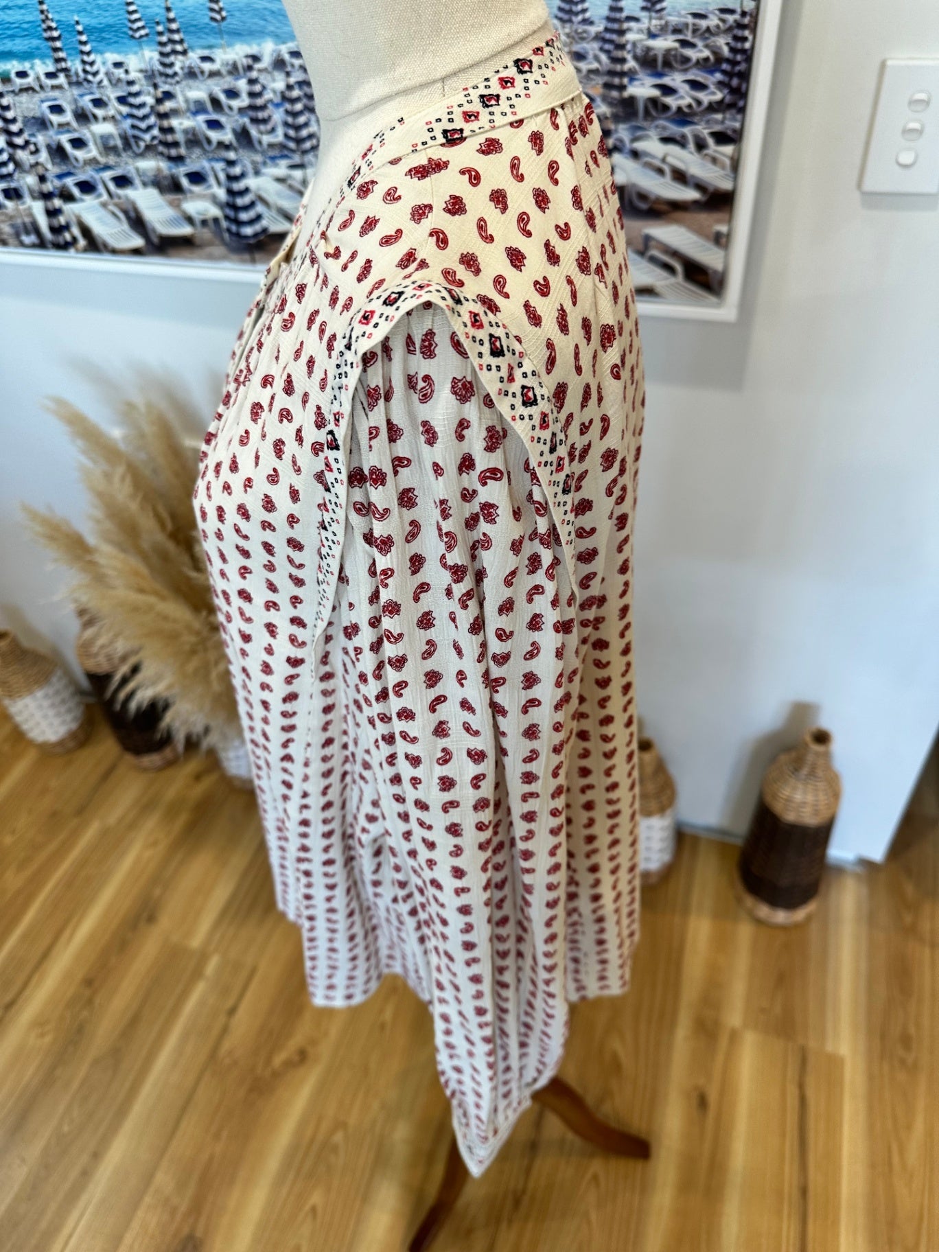 M&S Blouse - Size 18 - Cream w Red Paisley Print