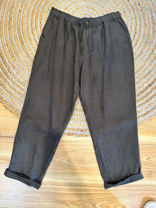 Zest - 100% Linen Pants - Size 16 - Green