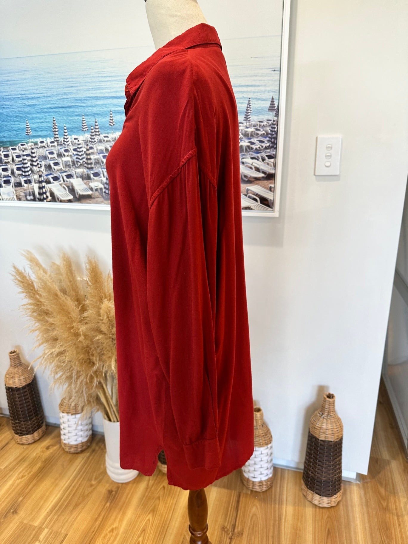 Go East - Longline Shirt - Small / Medium - Red