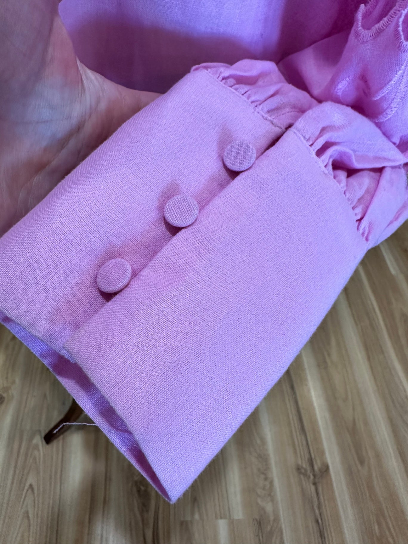 Decjuba - Pink Embroidery Blouse - Size 12 - 55% Cotton / 45% Linen