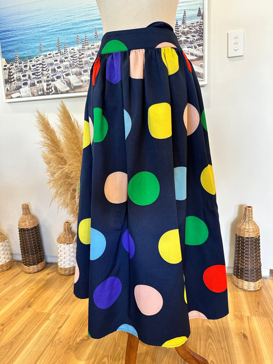 Frock Shop - Skirt - Large / Extra Large - Blue with Bright Dots