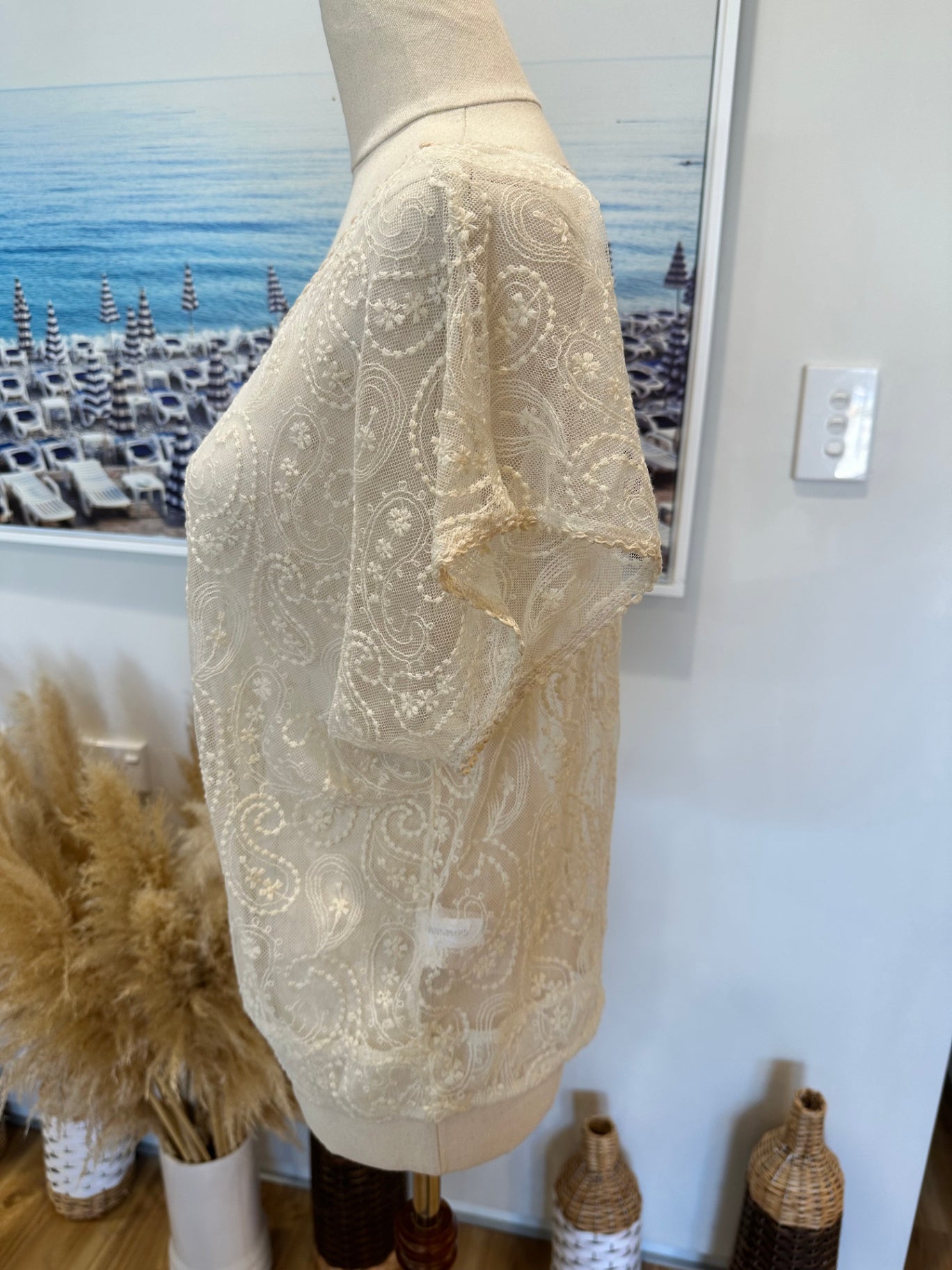 Batwing Blouse - Small / Medium - Cream/Off-white