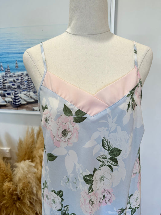 Lyric - Slip Dress - Medium - Pastel pink and white with green