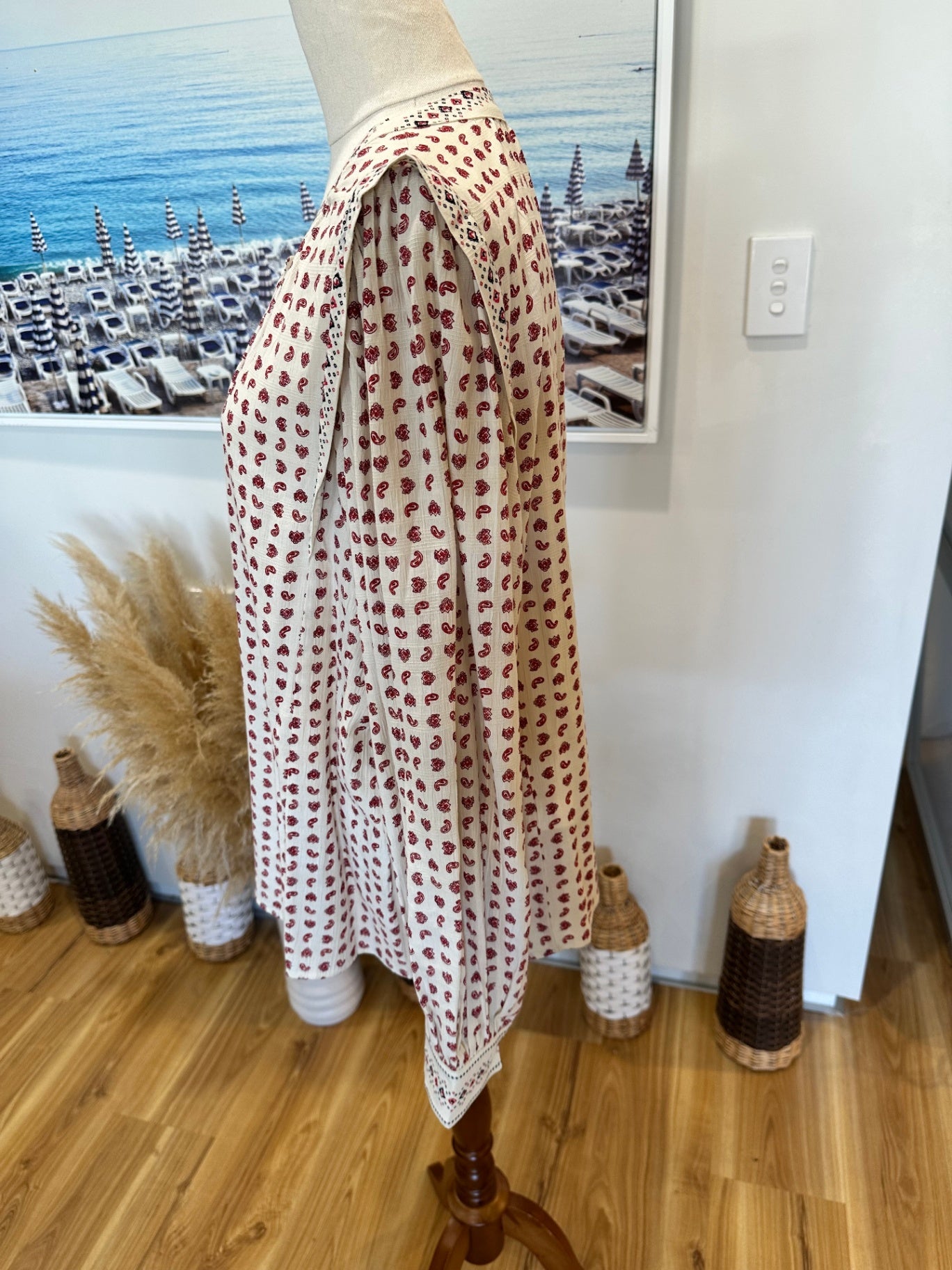 M&S Blouse - Size 18 - Cream w Red Paisley Print