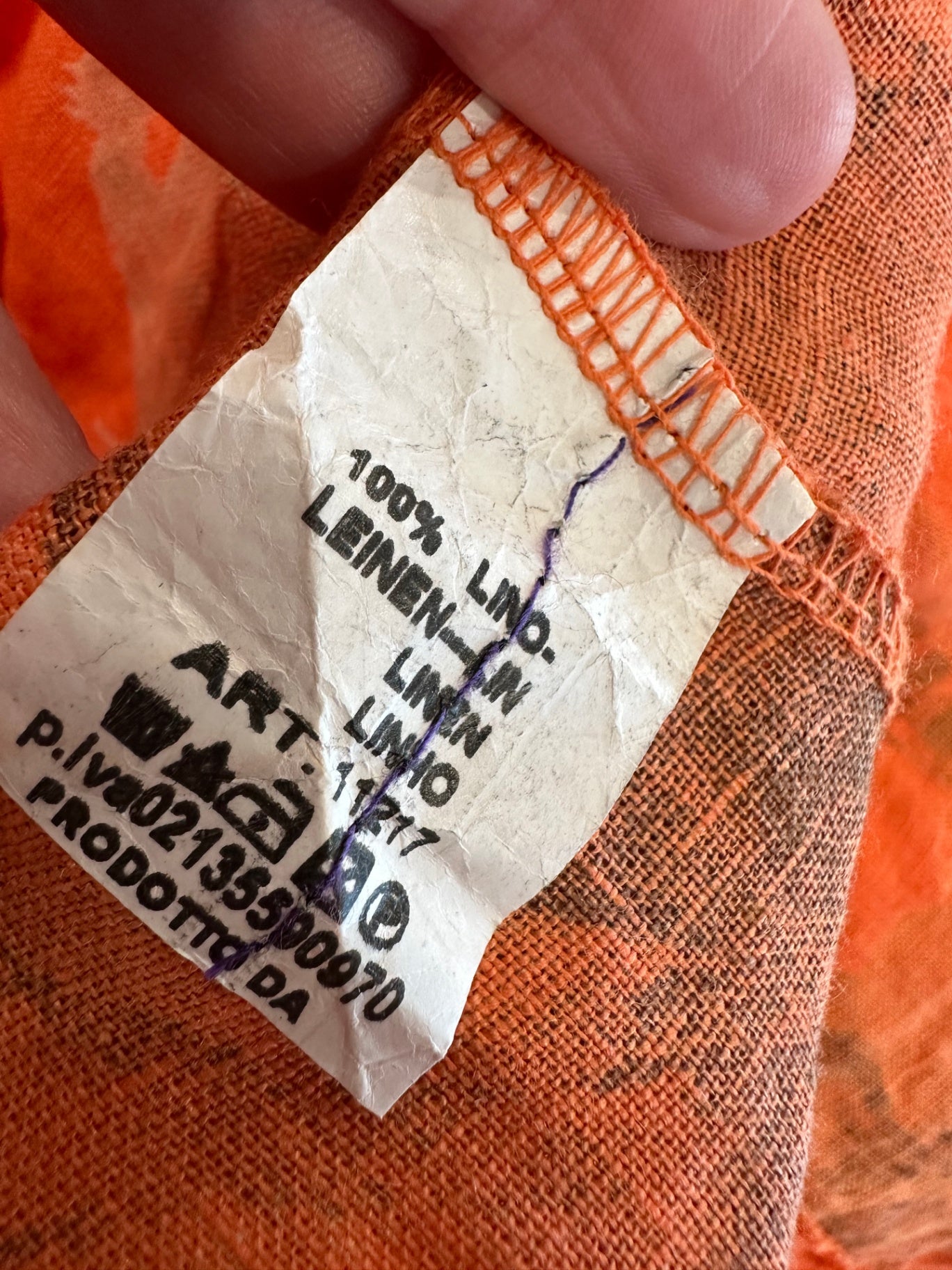 Faleria - 100% Linen Summer Dress - Large / Extra Large - Orange