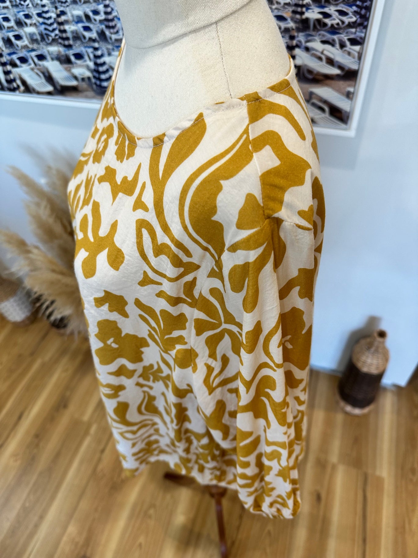 Beige and Mustard Blouse - Size Large