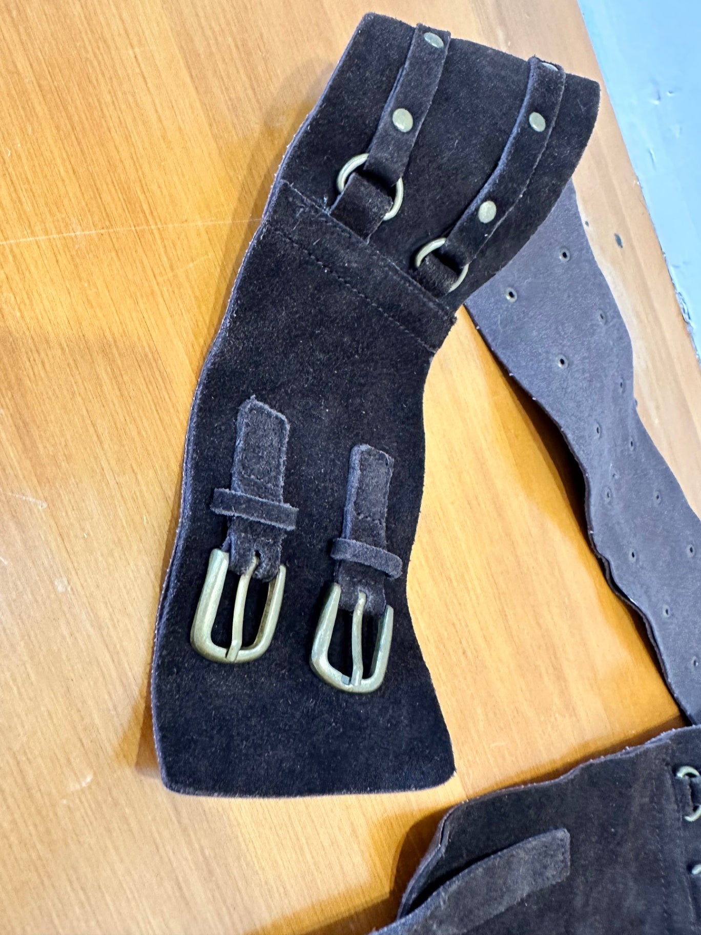 Vintage - Suede Dual-Buckle Belt - Medium - Brown