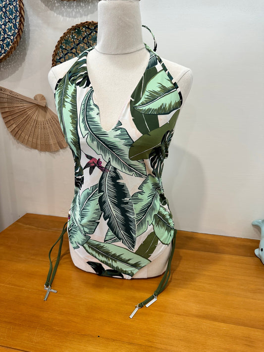 Seafolly - One Suit Swimsuit - Size 10 - Green / White / Tropical