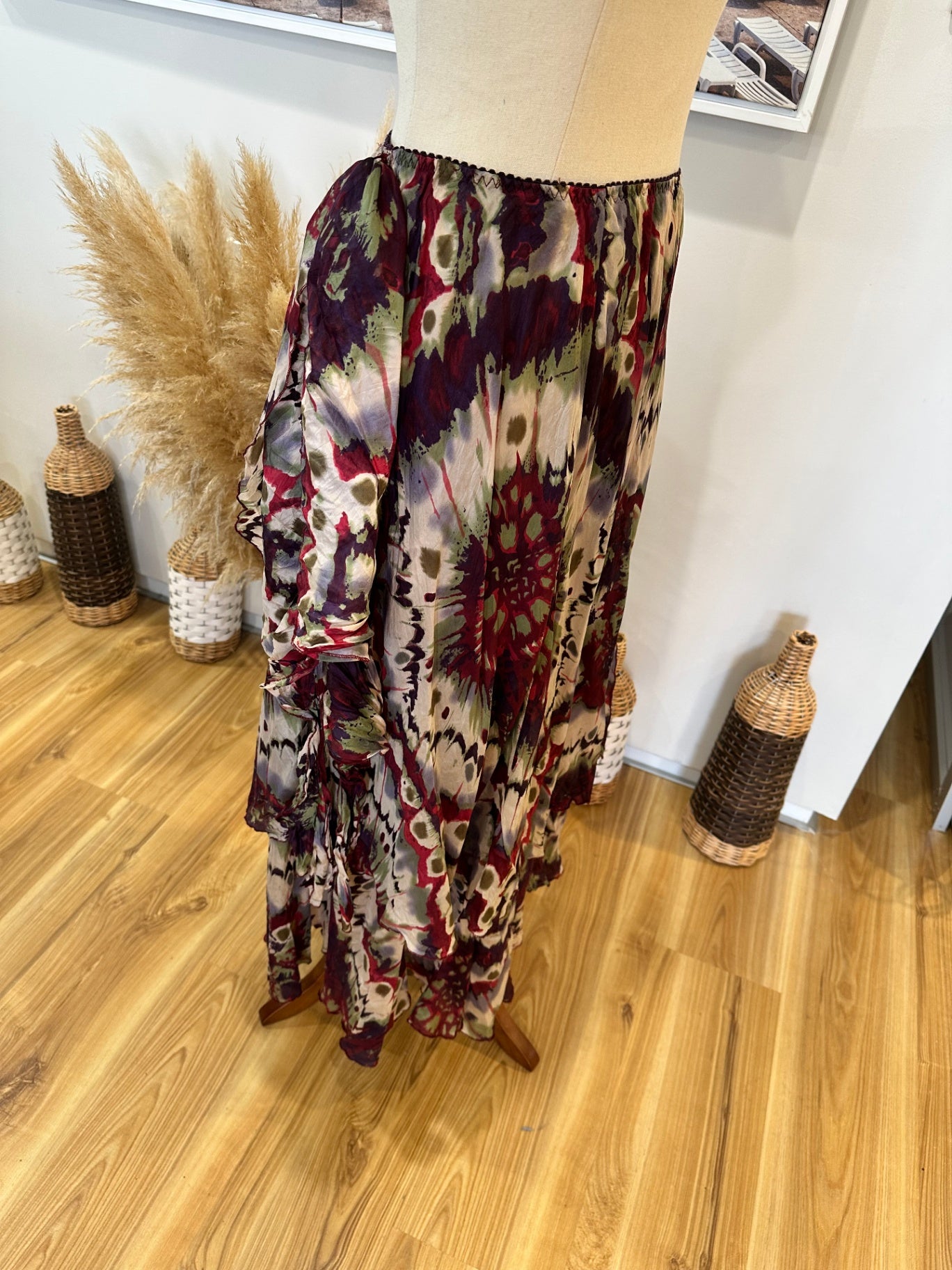 Philosophy - Skirt - Size 12 - Silk - Multicolour / Tie Dye