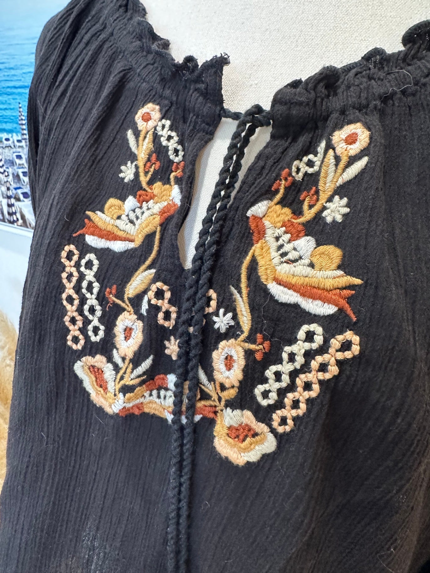 Arnhem - Bohemian Crop Top - Size 10 - Black