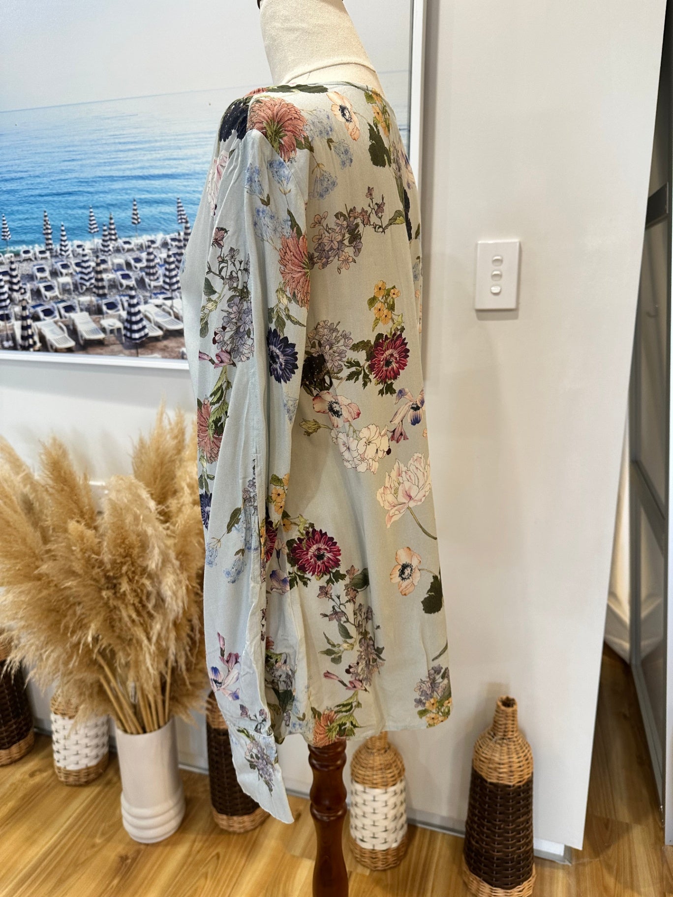 Reserved - Blouse - Size 12 - Pale Blue & Florals