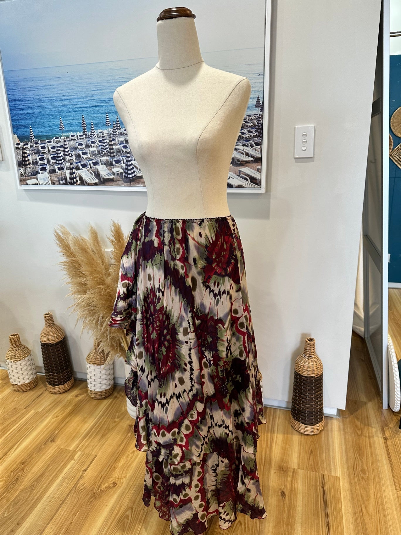 Philosophy - Skirt - Size 12 - Silk - Multicolour / Tie Dye