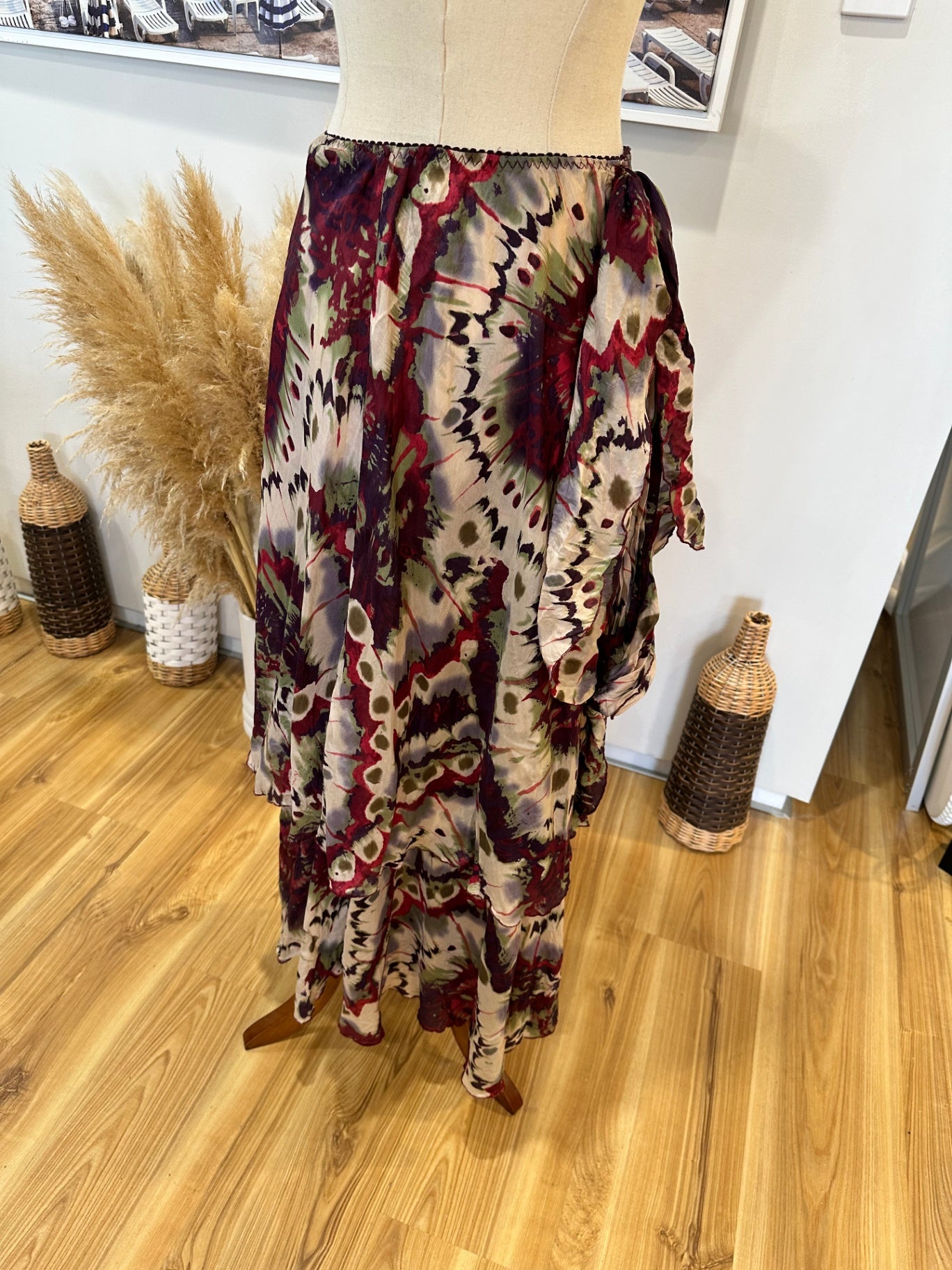 Philosophy - Skirt - Size 12 - Silk - Multicolour / Tie Dye