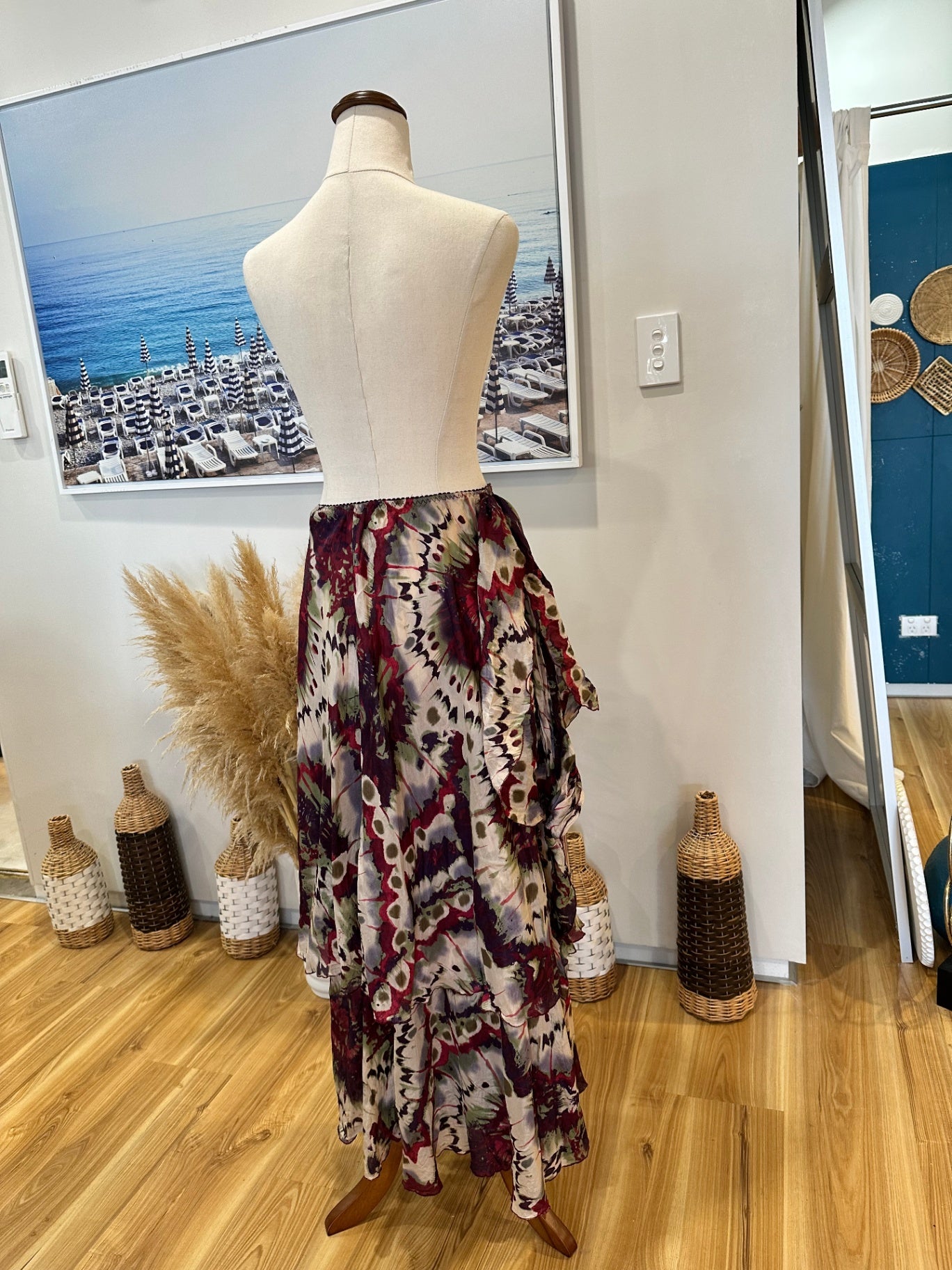 Philosophy - Skirt - Size 12 - Silk - Multicolour / Tie Dye