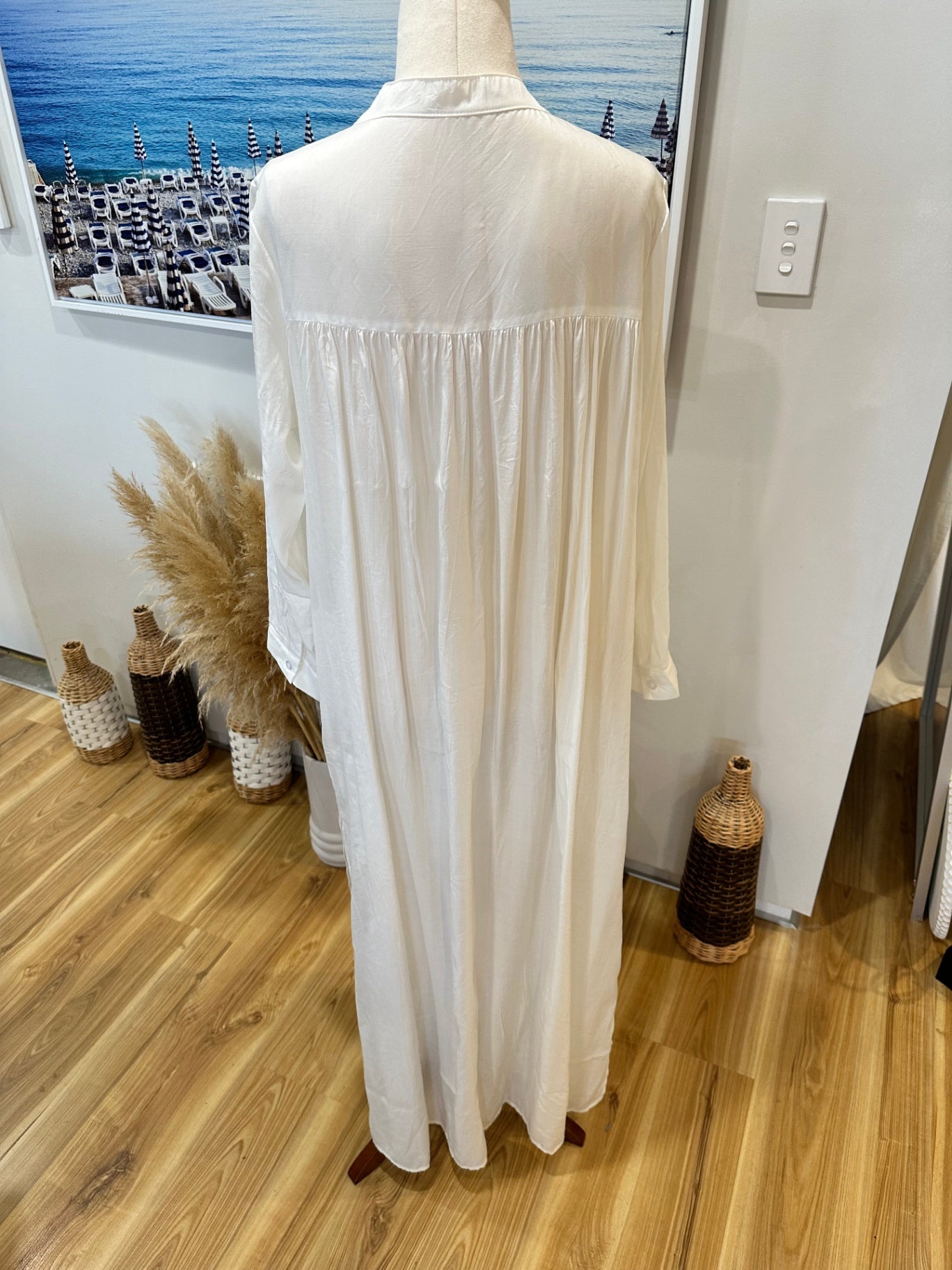 White / Cream - Long line Duster Jacket - Summer-weight - One Size