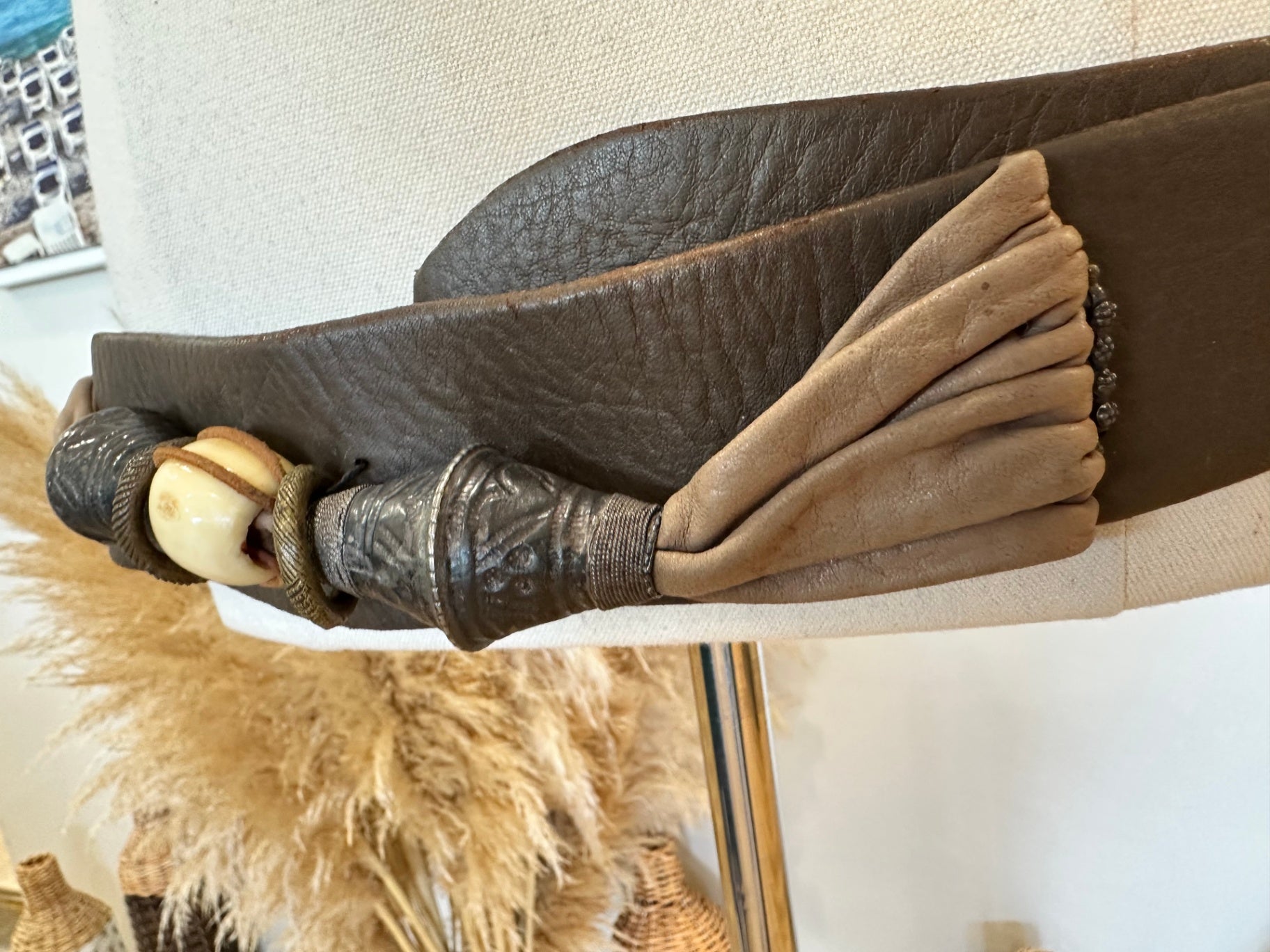 Vintage 70's Belt - Medium / Large - Leather with Bohemian Details