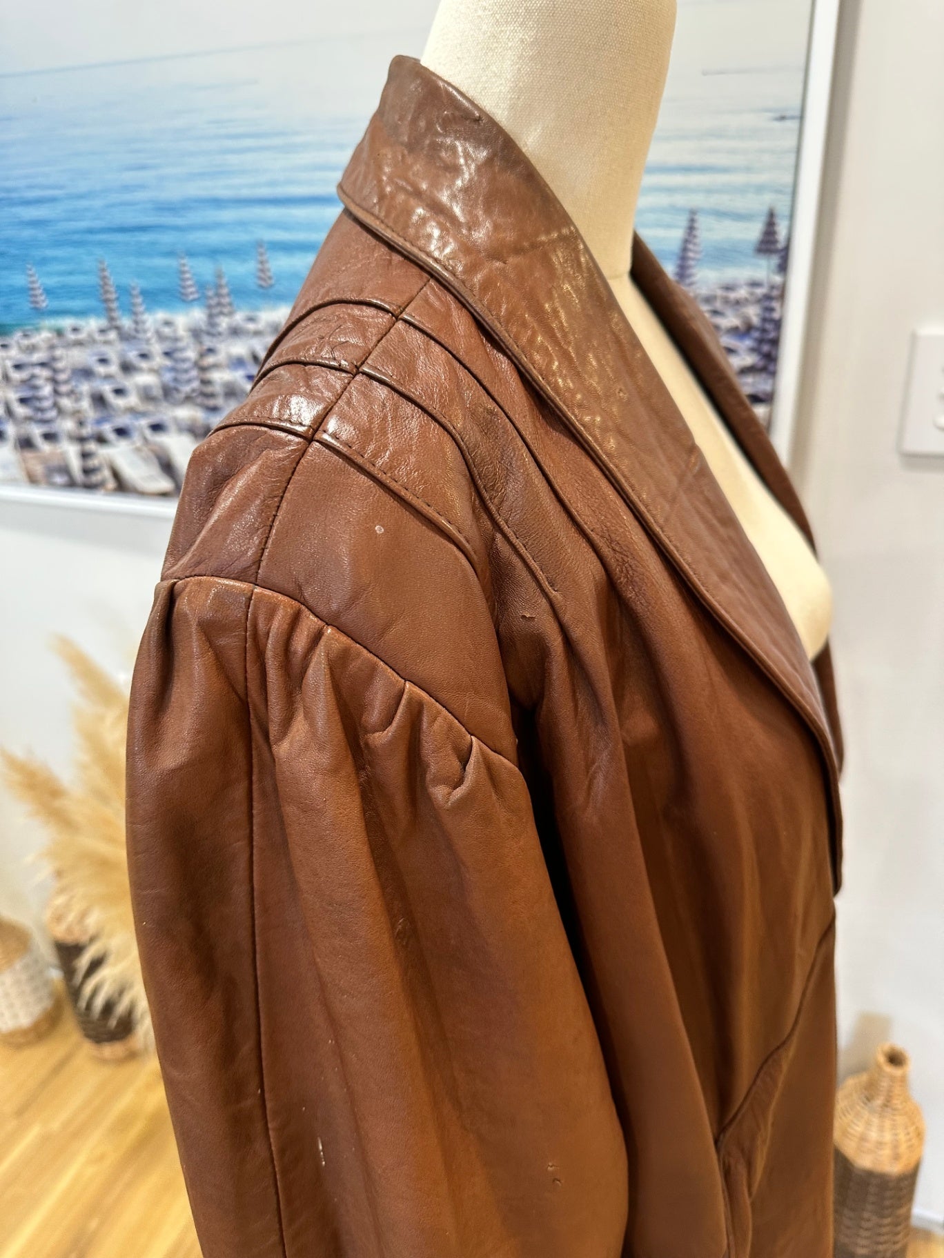 Vintage 80's Leather Jacket - Medium - Tan Brown