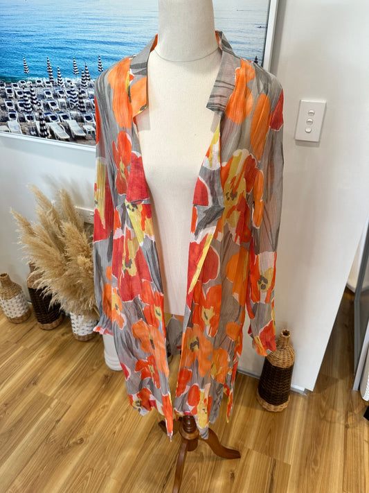 Longline Summer Jacket - Size 16 - Orange, Red, Yellow