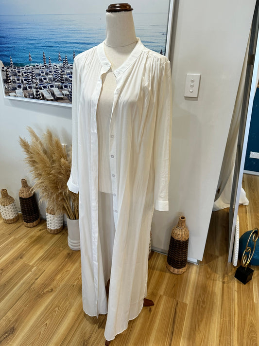 White / Cream - Long line Duster Jacket - Summer-weight - One Size