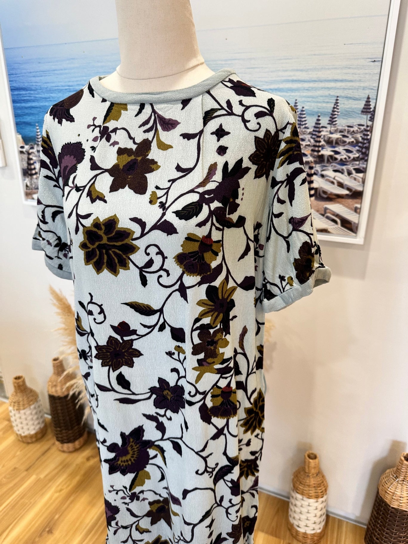 Noa Noa Dress - Medium - Light blue with floral print