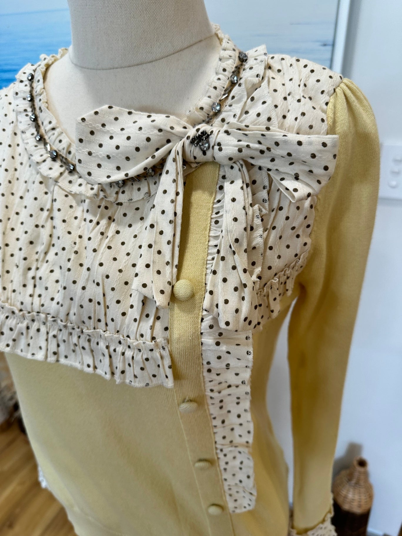 Rockabilly Summer Jumper - Small - Yellow w Polkadots