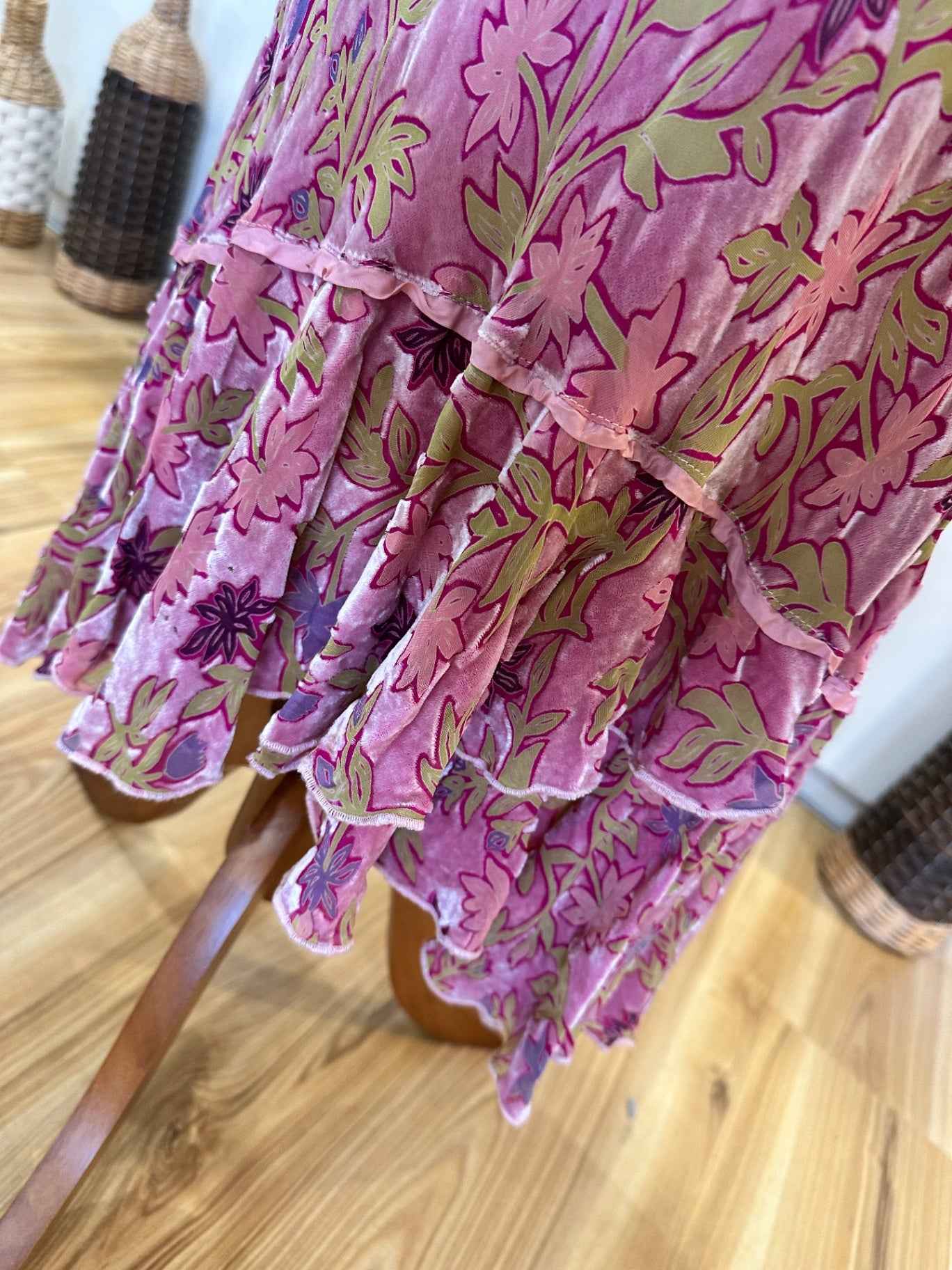 Vintage 90's - Velvet Skirt - Robin Jones - Size 12 - Pink 