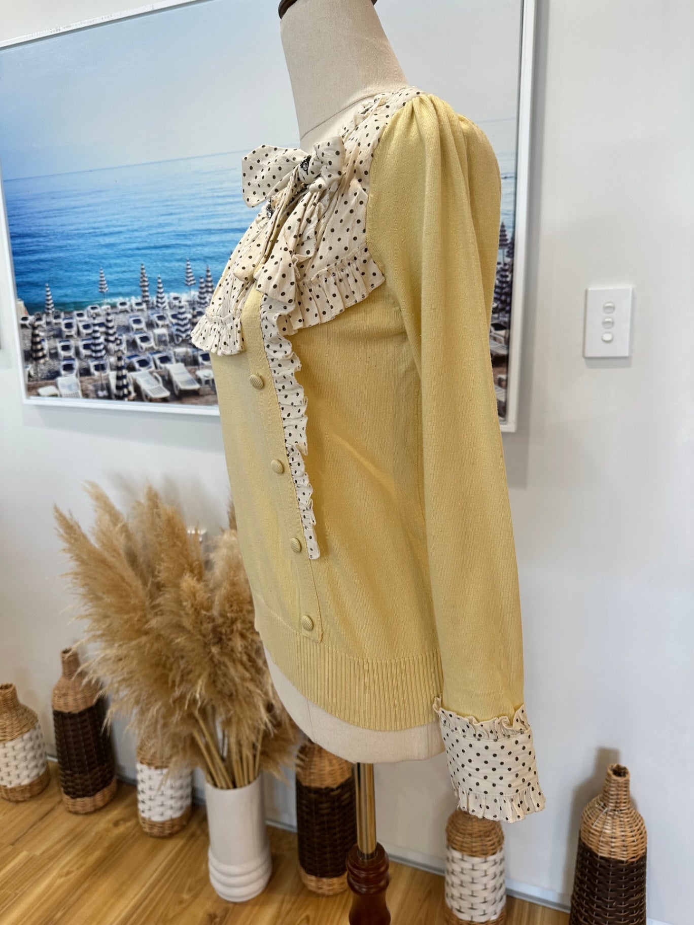 Rockabilly Summer Jumper - Small - Yellow w Polkadots