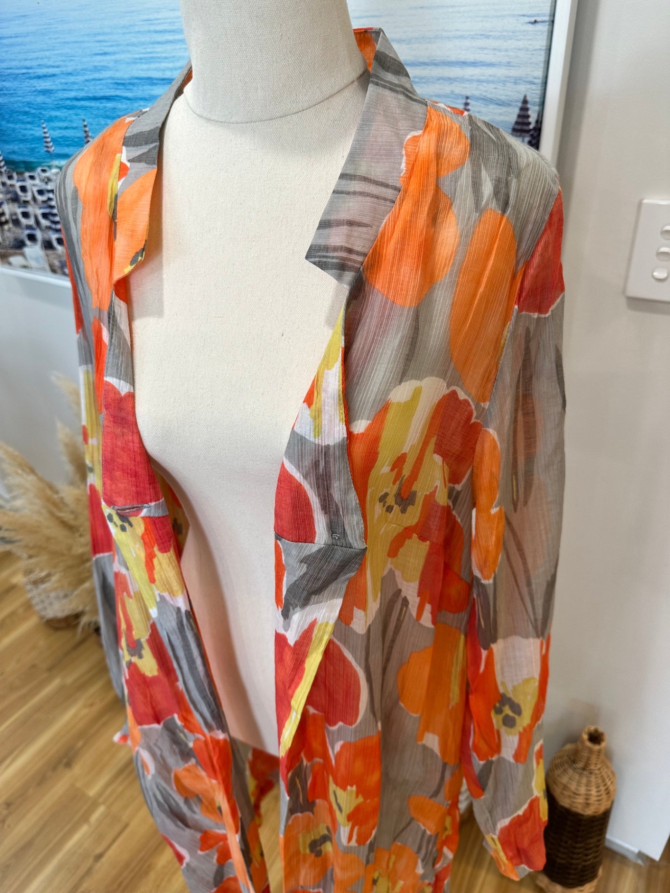 Longline Summer Jacket - Size 16 - Orange, Red, Yellow