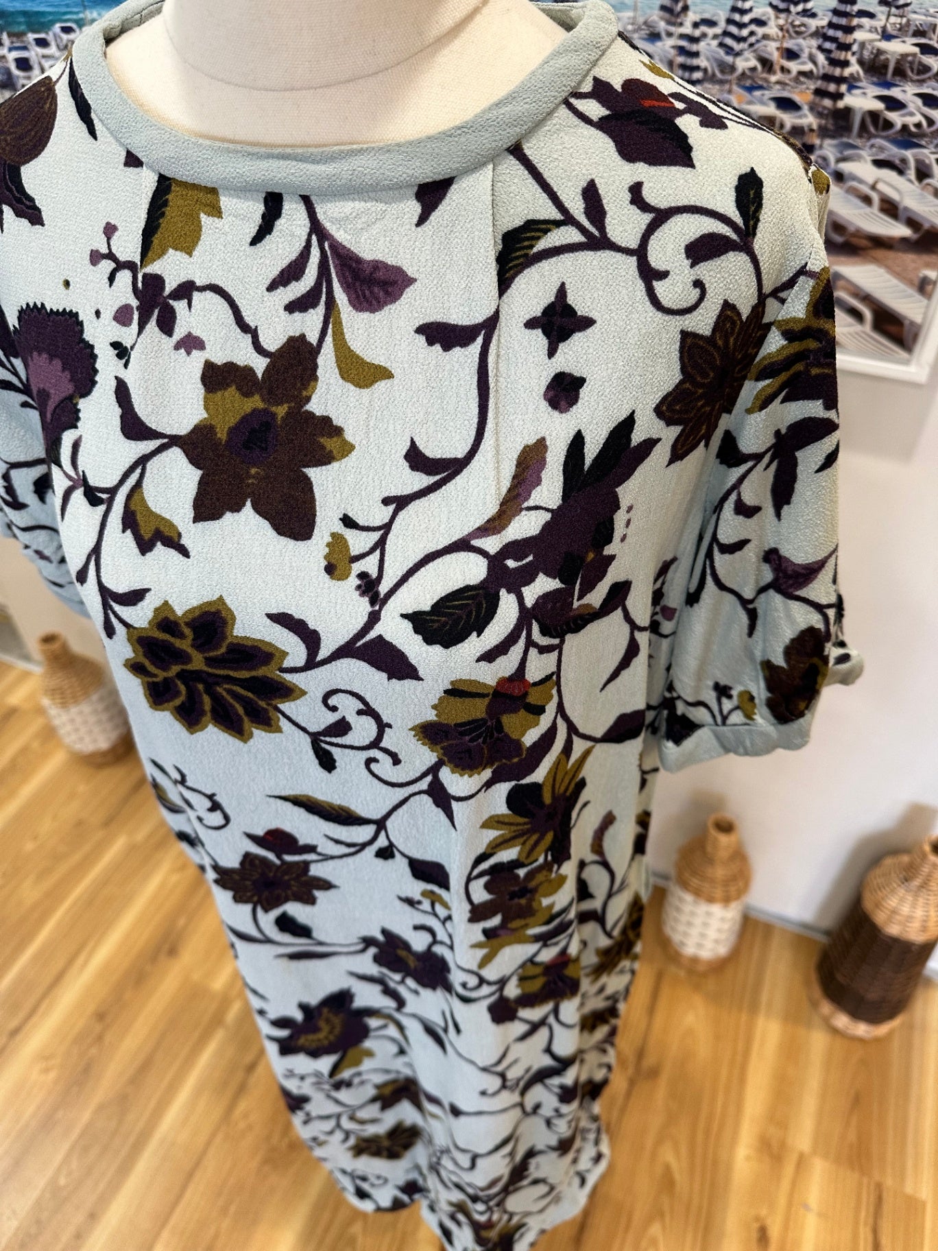 Noa Noa Dress - Medium - Light blue with floral print