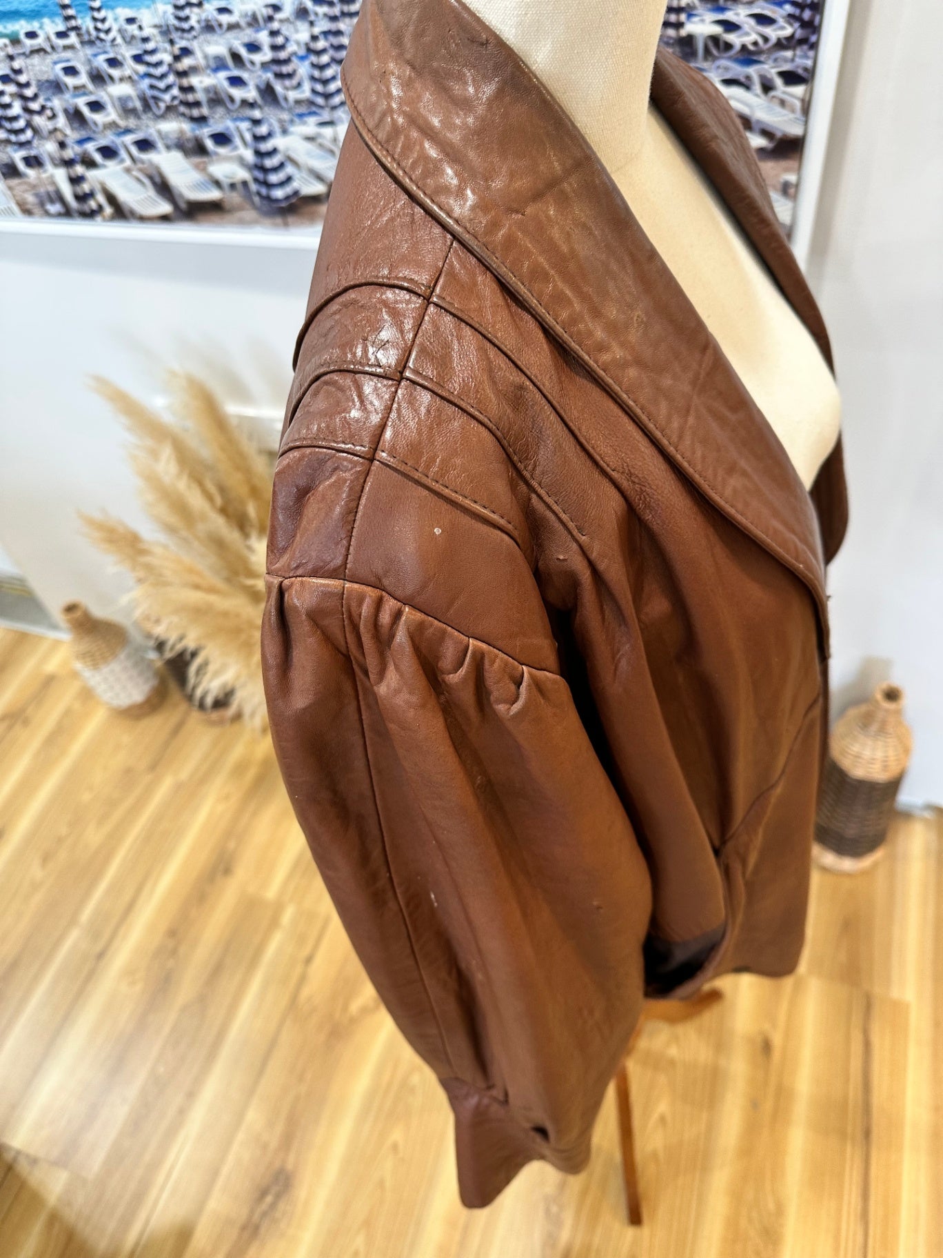 Vintage 80's Leather Jacket - Medium - Tan Brown