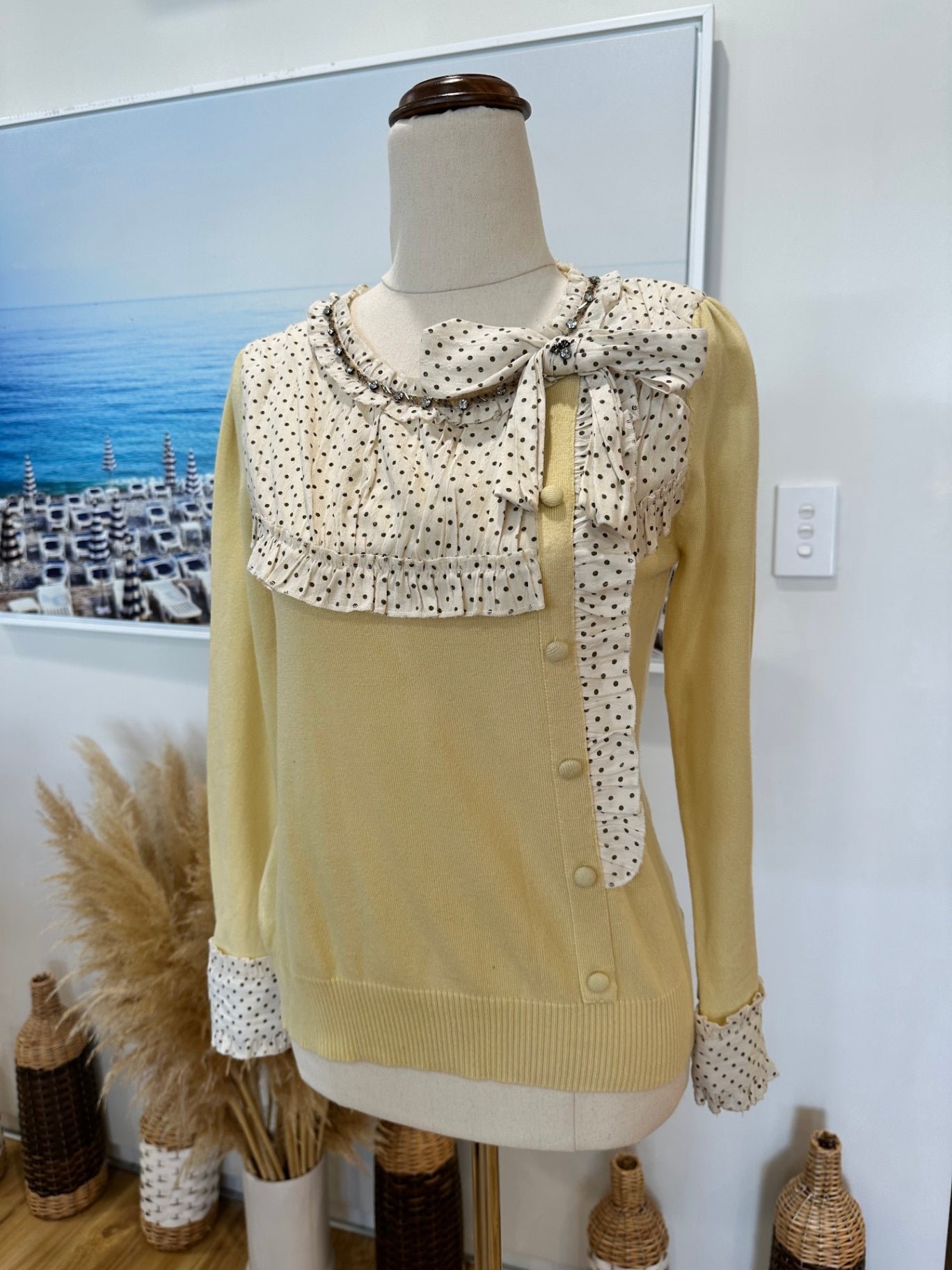 Rockabilly Summer Jumper - Small - Yellow w Polkadots