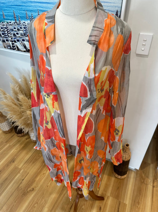 Longline Summer Jacket - Size 16 - Orange, Red, Yellow