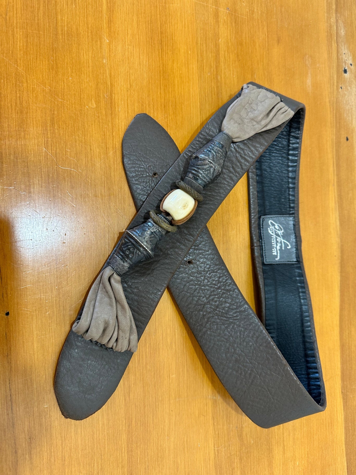 Vintage 70's Belt - Medium / Large - Leather with Bohemian Details